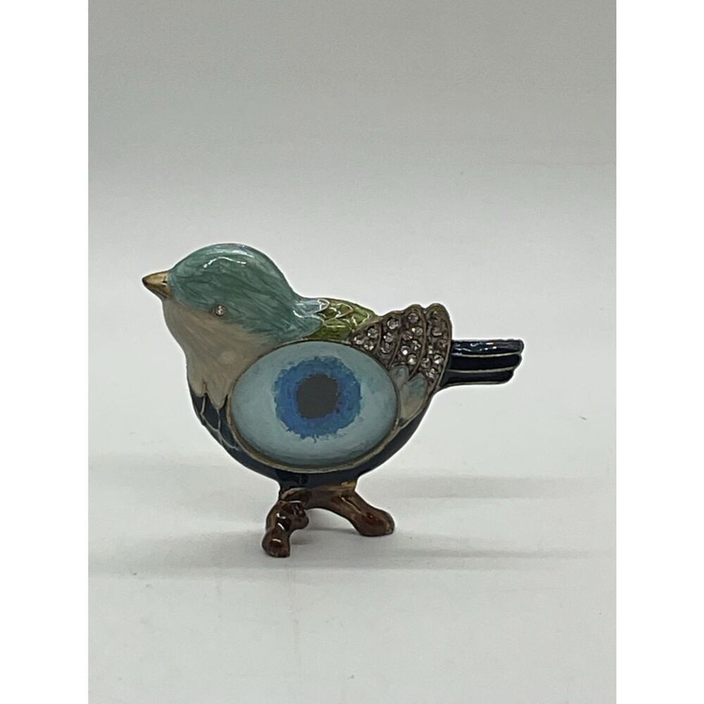 Decorative Blue Green Bird Pin Brooch - Enamel Accent